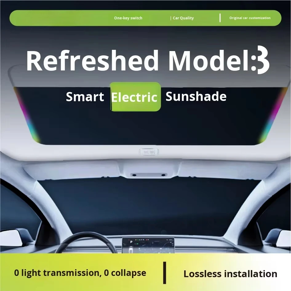 Voice-controlled Electric Sunshade for Tesla Model 3 Retractable for Sun protection Heat Insulation Privacy and Ambient Lighting
Voice-controlled Electric Sunshade for Tesla Model 3 Retractable for Sun protection Heat Insulation Privacy and Ambient Lighting