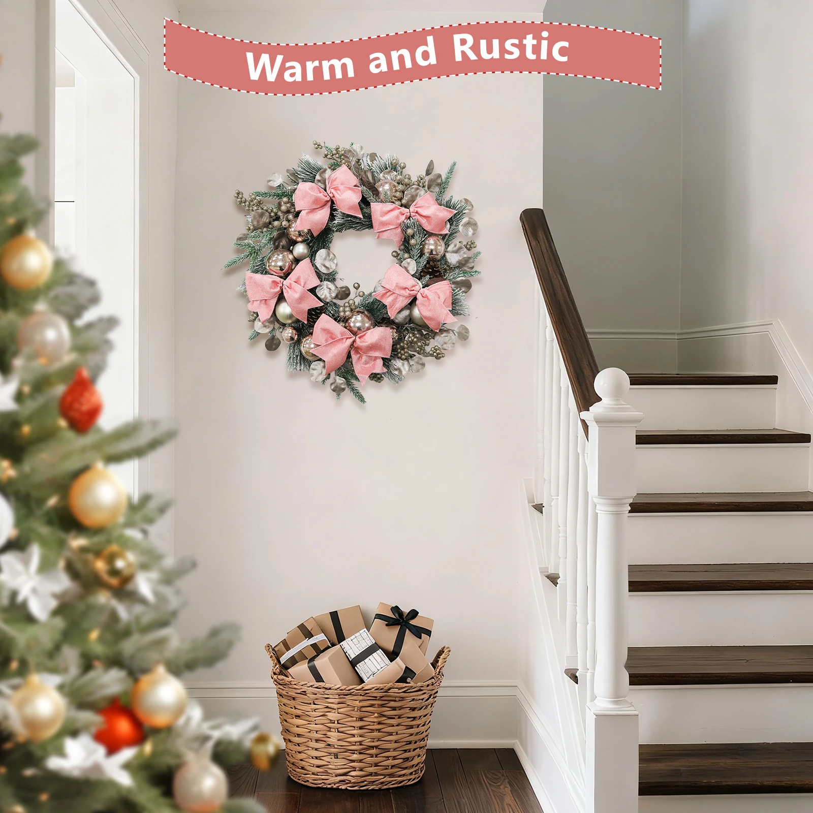 24 Inch Christmas Wreath Features Shatterproof Balls and a Mixed Pink Bow for Long-Lasting Holiday Door Decor
24 Inch Christmas Wreath Features Shatterproof Balls and a Mixed Pink Bow for Long-Lasting Holiday Door Decor