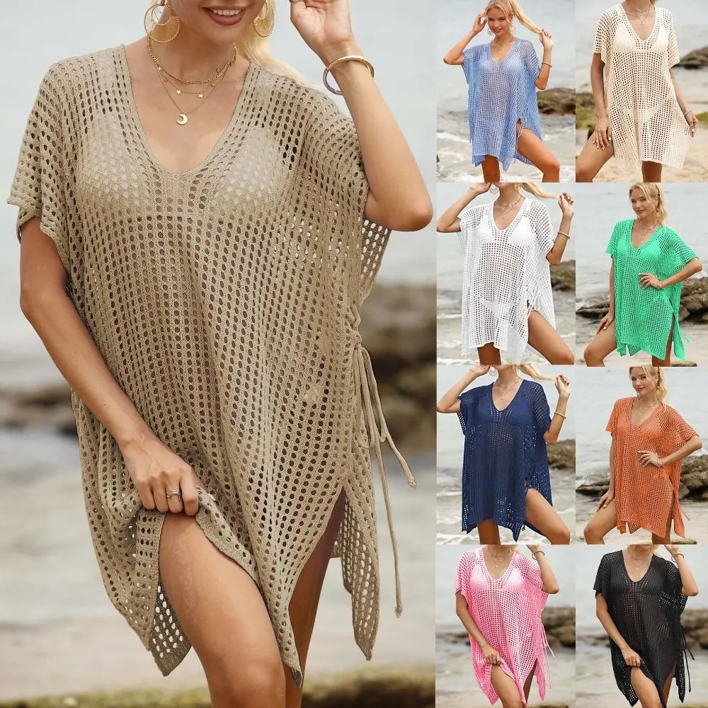 Fashion V-Neck Summer Sunscreen Smock Loose Casual Beachwear Shirt Hollow Out Vacation Swimsuit Cover Up Dress for Women
Fashion V-Neck Summer Sunscreen Smock Loose Casual Beachwear Shirt Hollow Out Vacation Swimsuit Cover Up Dress for Women