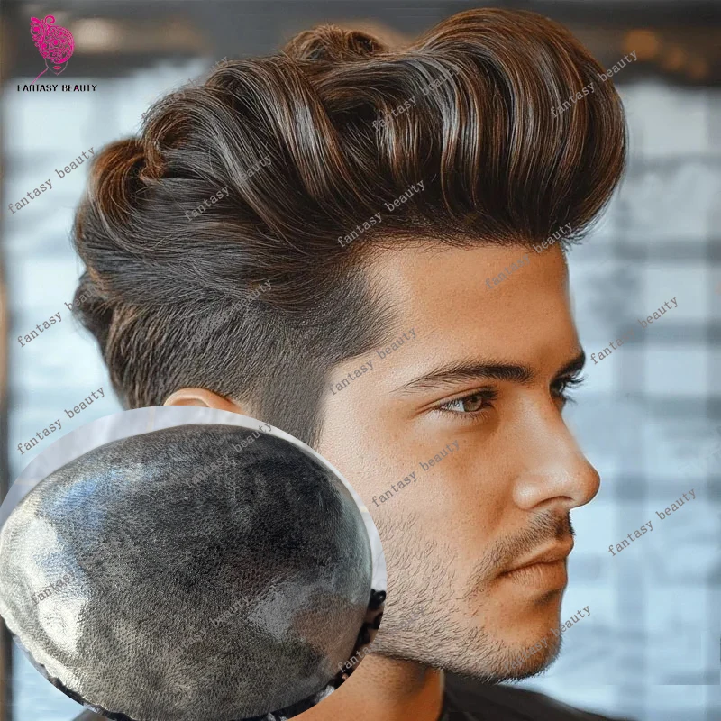 130% Density Hair System #2 #3 Brown Man System Undetectable Long Last Poly Skin Grey Human Hair Toupee for Men Natural Hairline
130% Density Hair System #2 #3 Brown Man System Undetectable Long Last Poly Skin Grey Human Hair Toupee for Men Natural Hairline