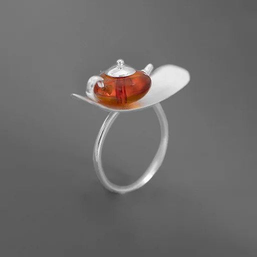 925 Sterling Silver Natural Amber Teapot Rings for Women Open Adjustable Ring Jewelry Birthday Gifts
925 Sterling Silver Natural Amber Teapot Rings for Women Open Adjustable Ring Jewelry Birthday Gifts