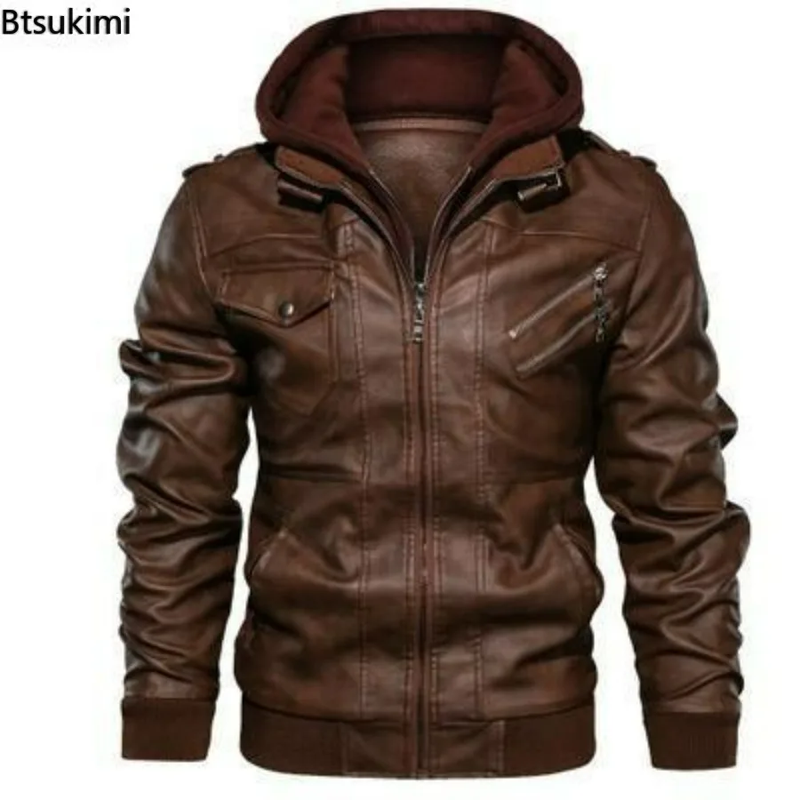 2025 Men's Autumn Winter Fashion Zippered Slim-fit PU Leather Multi-color Hooded Jacket Coat Business Office Jacket Men Clothing
2025 Men's Autumn Winter Fashion Zippered Slim-fit PU Leather Multi-color Hooded Jacket Coat Business Office Jacket Men Clothing