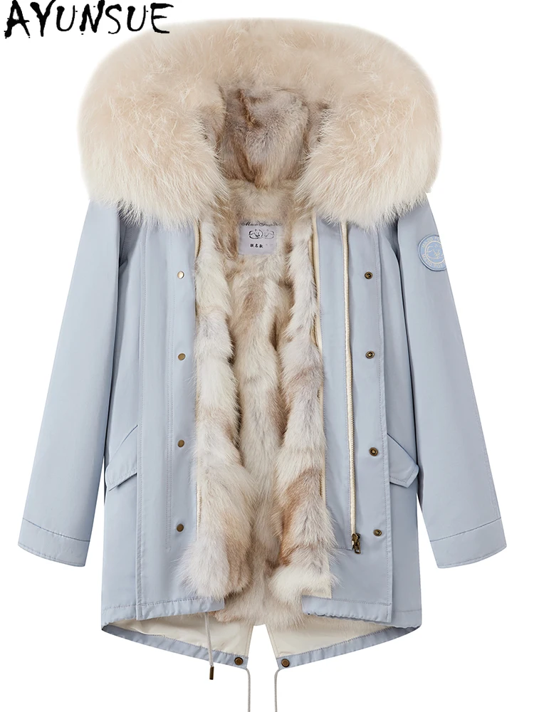AYUNSUE Пальто из натурального лисьего меха Женская парка из натурального меха Зимняя женская одежда Тренч средней длины с воротником из меха енота Пальто Женское 
AYUNSUE Пальто из натурального лисьего меха Женская парка из натурального меха Зимняя женская одежда Тренч средней длины с воротником из меха енота Пальто Женское