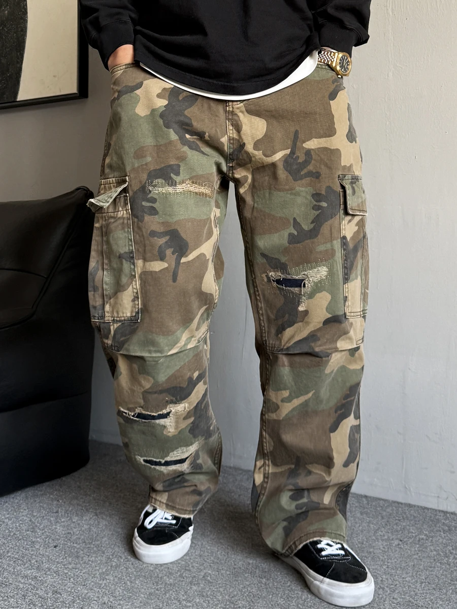 American Casual Camouflage Work Pants Men's Loose Wide Leg Torn Jeans with Big Pockets Youthful Energy Style All-Season Wear
American Casual Camouflage Work Pants Men's Loose Wide Leg Torn Jeans with Big Pockets Youthful Energy Style All-Season Wear