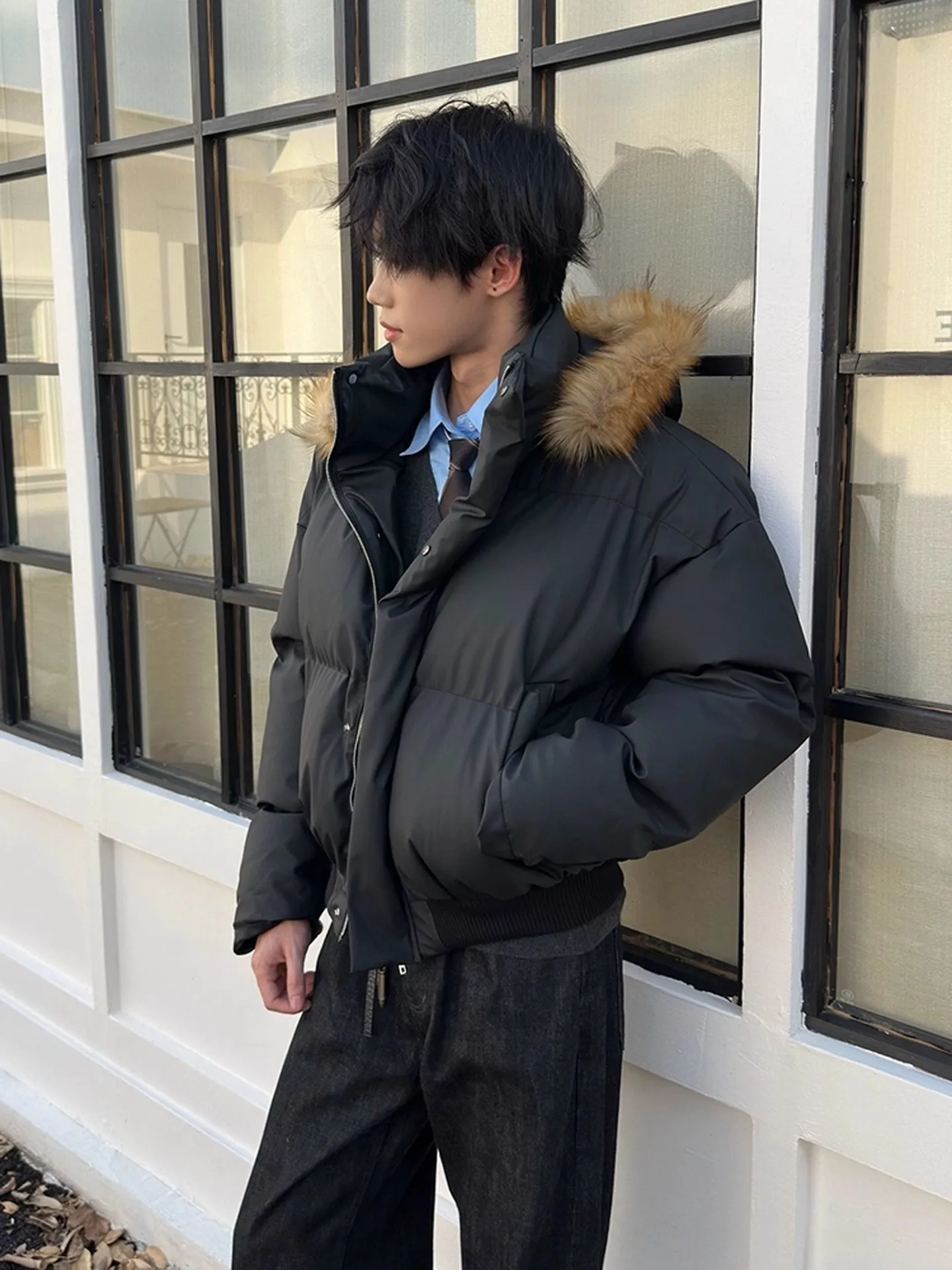 Cleanfit ort Bla PU Leather Cotton Jaet Men's Winter Thiened Detachable Fur Collar Pilot Coat Cotton Outerwear
Cleanfit ort Bla PU Leather Cotton Jaet Men's Winter Thiened Detachable Fur Collar Pilot Coat Cotton Outerwear
