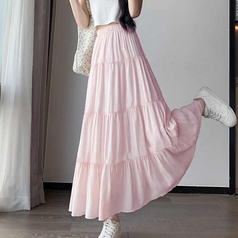 Korean Style Women Long Skirt Solid A-line High Waist Two Layer Skirts,Casual Petite French Puffy Cake Skirt Long Elegant Skirts
Korean Style Women Long Skirt Solid A-line High Waist Two Layer Skirts,Casual Petite French Puffy Cake Skirt Long Elegant Skirts