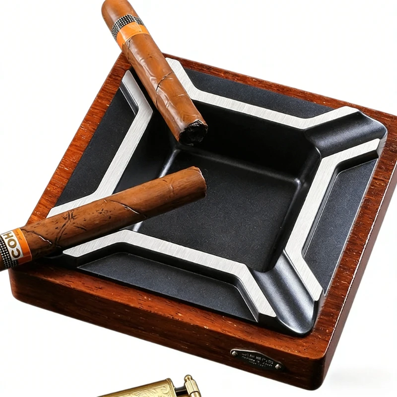 Square Cigar Ashtray Luxury Wenge Wood Base Metal Slot Cigar Ashtray Holder Creative Retro Cigar Ashtray Smoking Accessories
Square Cigar Ashtray Luxury Wenge Wood Base Metal Slot Cigar Ashtray Holder Creative Retro Cigar Ashtray Smoking Accessories