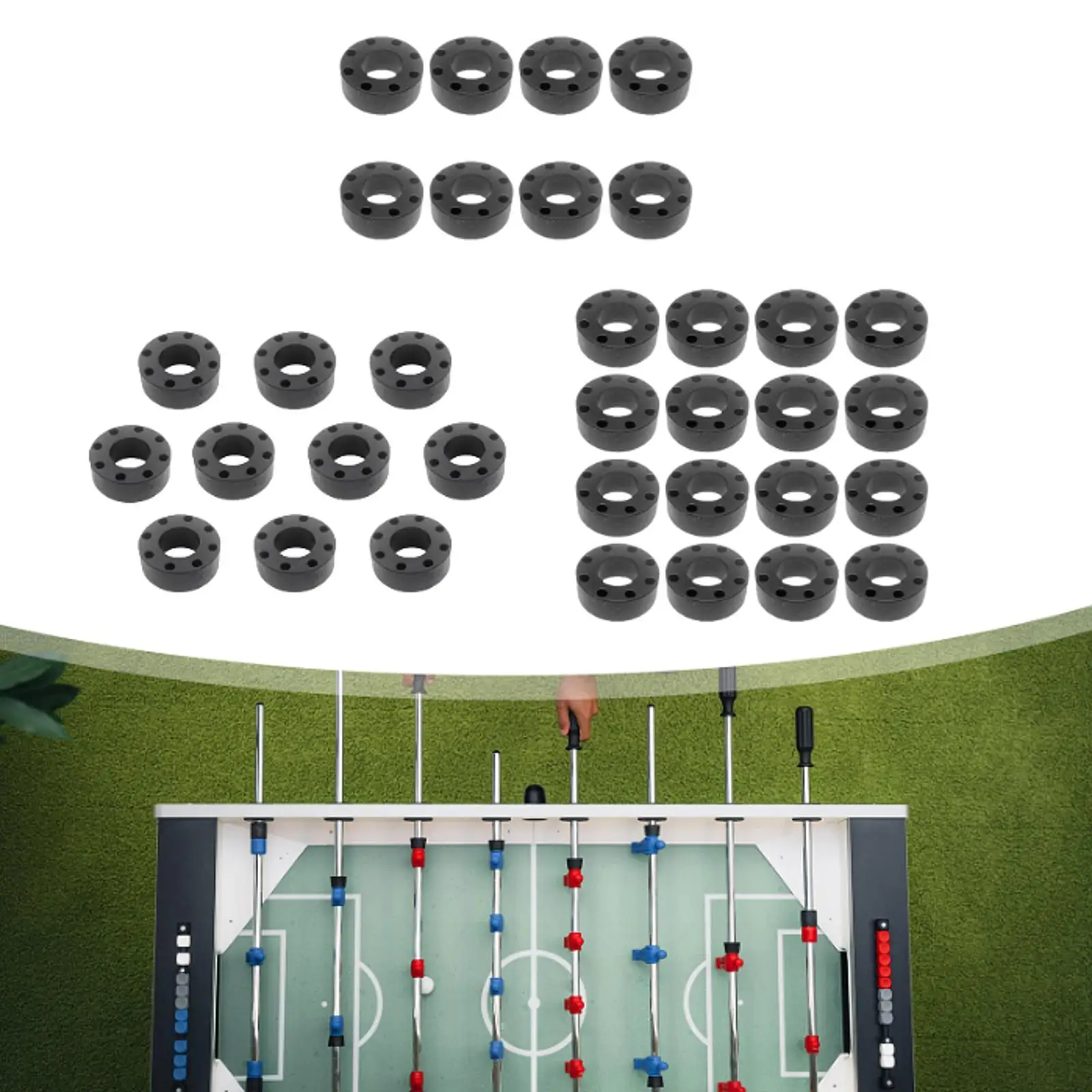 Rubber Rod Buffers for Table Soccer Balls Noise Dampening Tabletop Accessories for Foosball Table Game
Rubber Rod Buffers for Table Soccer Balls Noise Dampening Tabletop Accessories for Foosball Table Game