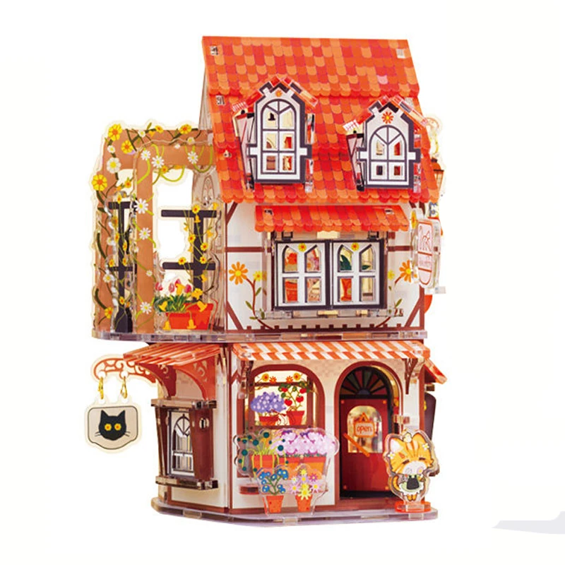 DIY Plastic Miniature House Kit Cat Flower House Acrylic Jigsaw Puzzle with Accessories Model Kits 3D Puzzle for Girls Gifts
DIY Plastic Miniature House Kit Cat Flower House Acrylic Jigsaw Puzzle with Accessories Model Kits 3D Puzzle for Girls Gifts
