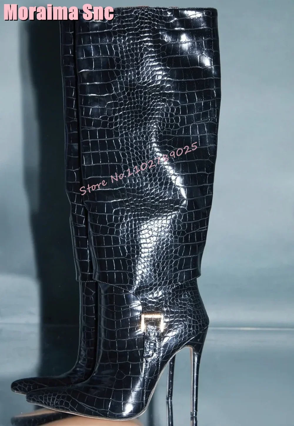 Sexy Belt Buckle Pointed Toe Long Boots Stiletto High Heel Slip On Solid Fashion Women Knee High Boots Autumn Winter 2025 Newest
Sexy Belt Buckle Pointed Toe Long Boots Stiletto High Heel Slip On Solid Fashion Women Knee High Boots Autumn Winter 2025 Newest