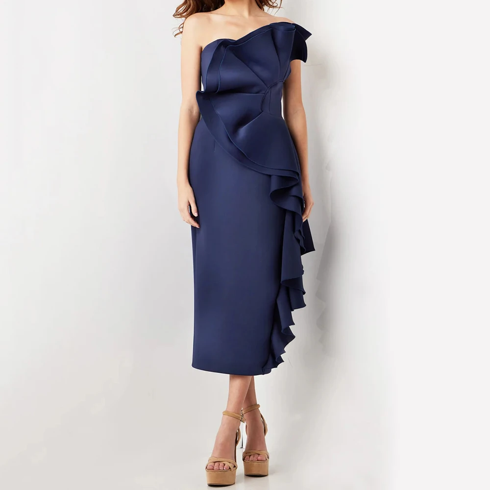 Women's Straight Cocktail Dresses Tea-length Strapless Sleeveless Prom Gown Fashion Pleat Ruched Backless Customized Gowns
Women's Straight Cocktail Dresses Tea-length Strapless Sleeveless Prom Gown Fashion Pleat Ruched Backless Customized Gowns
