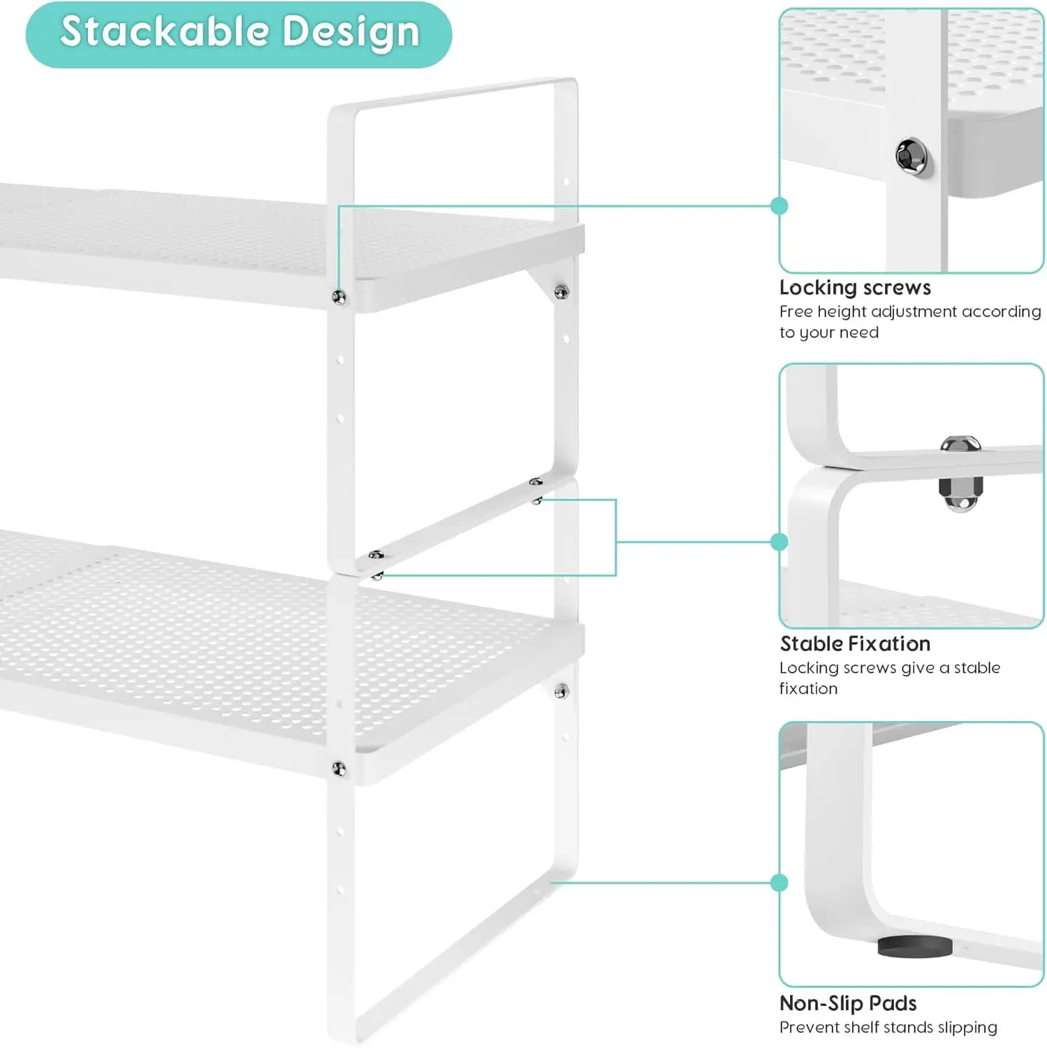 2Pack Expandable Cabinet Countertop Shelves 16.5-27’’L, Adjustable Metal Spice Rack Organizer, Stackable Kitchen Counter
2Pack Expandable Cabinet Countertop Shelves 16.5-27’’L, Adjustable Metal Spice Rack Organizer, Stackable Kitchen Counter
