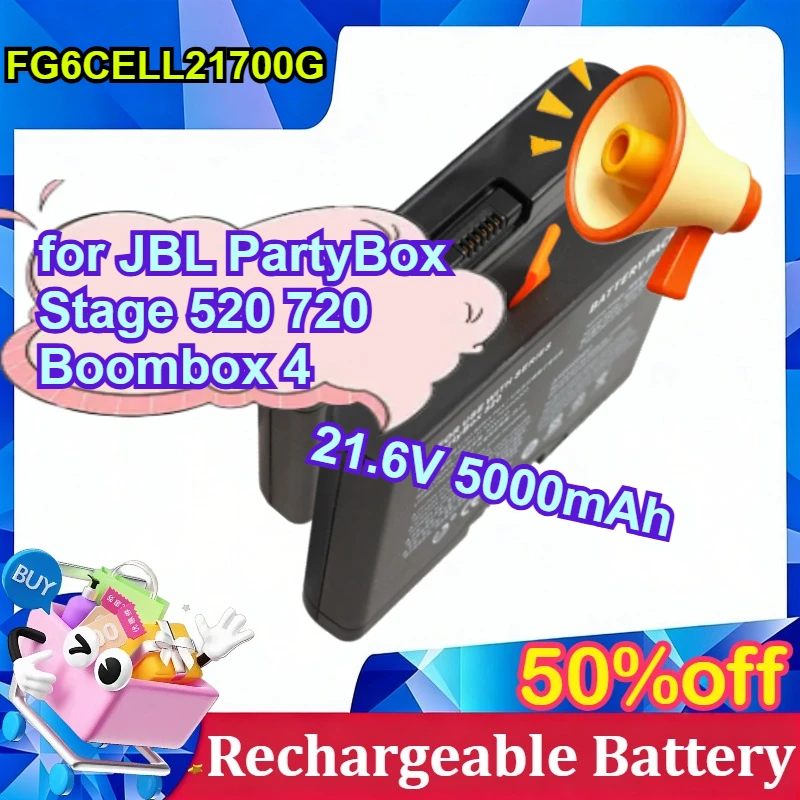 FG6CELL21700G 21.6V 5000mAh for JBL PartyBox Stage 520 720 Boombox 4 with TYPE‑C Speaker Battery
FG6CELL21700G 21.6V 5000mAh for JBL PartyBox Stage 520 720 Boombox 4 with TYPE‑C Speaker Battery