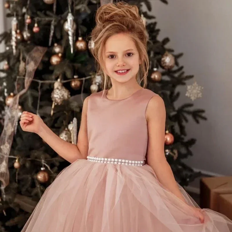 Flower Girl Dresses Evening Birthday Party Banquet Princess Gown Dusty Pink Tulle Tiered Pearl Belt With Bow For Wedding
Flower Girl Dresses Evening Birthday Party Banquet Princess Gown Dusty Pink Tulle Tiered Pearl Belt With Bow For Wedding