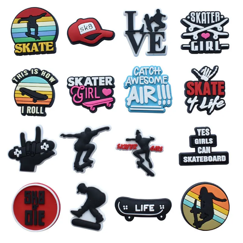 Skateboard Shoe Charms for Crocs 1pcs Decoration Buckle Kids Shoes Accessories Girl Pins Women Jeans Charms Sandals Badge
Skateboard Shoe Charms for Crocs 1pcs Decoration Buckle Kids Shoes Accessories Girl Pins Women Jeans Charms Sandals Badge