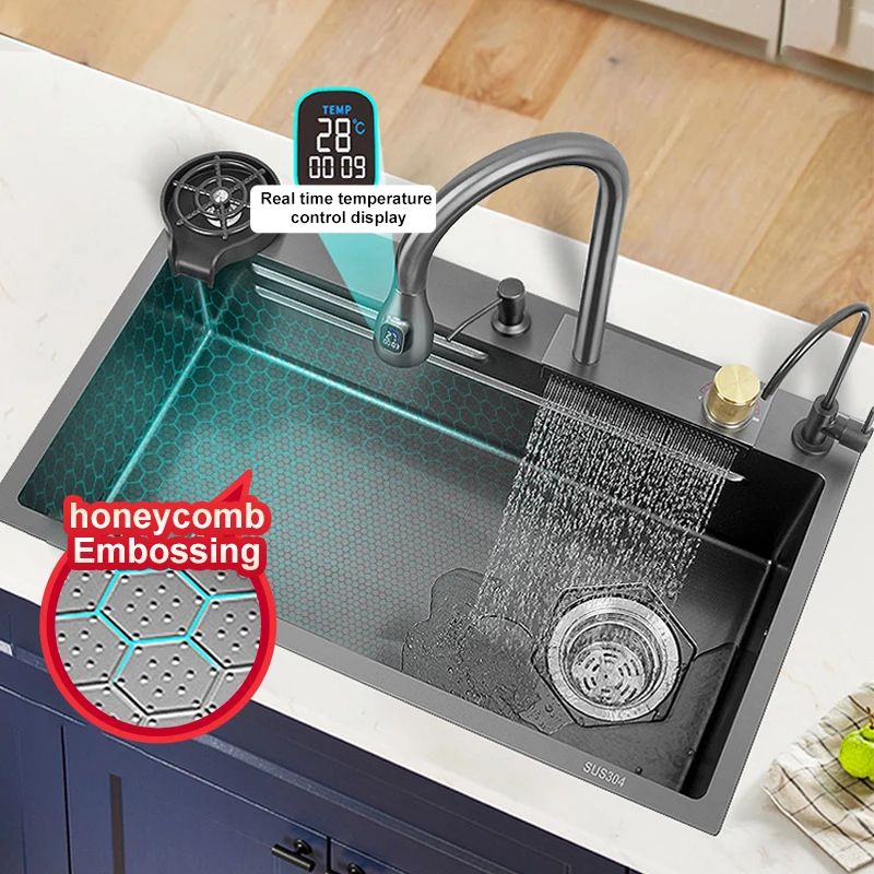 Waterfall Kitchen Sink 304 Stainless Steel Sink Large Single Bowl Dishwashing Sink Waterfall Kitchen Faucet Kitchen
Waterfall Kitchen Sink 304 Stainless Steel Sink Large Single Bowl Dishwashing Sink Waterfall Kitchen Faucet Kitchen