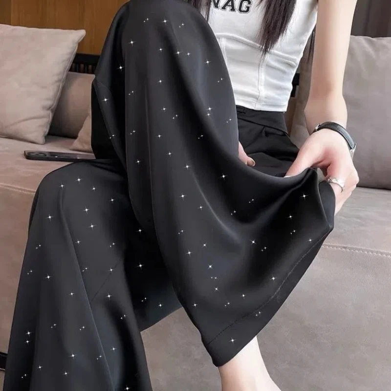Simplicity Summer Ice Silk Pajamas Pants New Women Elastic High Waist Gypsophila Fashion Straight Wide Leg Full Length Trousers
Simplicity Summer Ice Silk Pajamas Pants New Women Elastic High Waist Gypsophila Fashion Straight Wide Leg Full Length Trousers