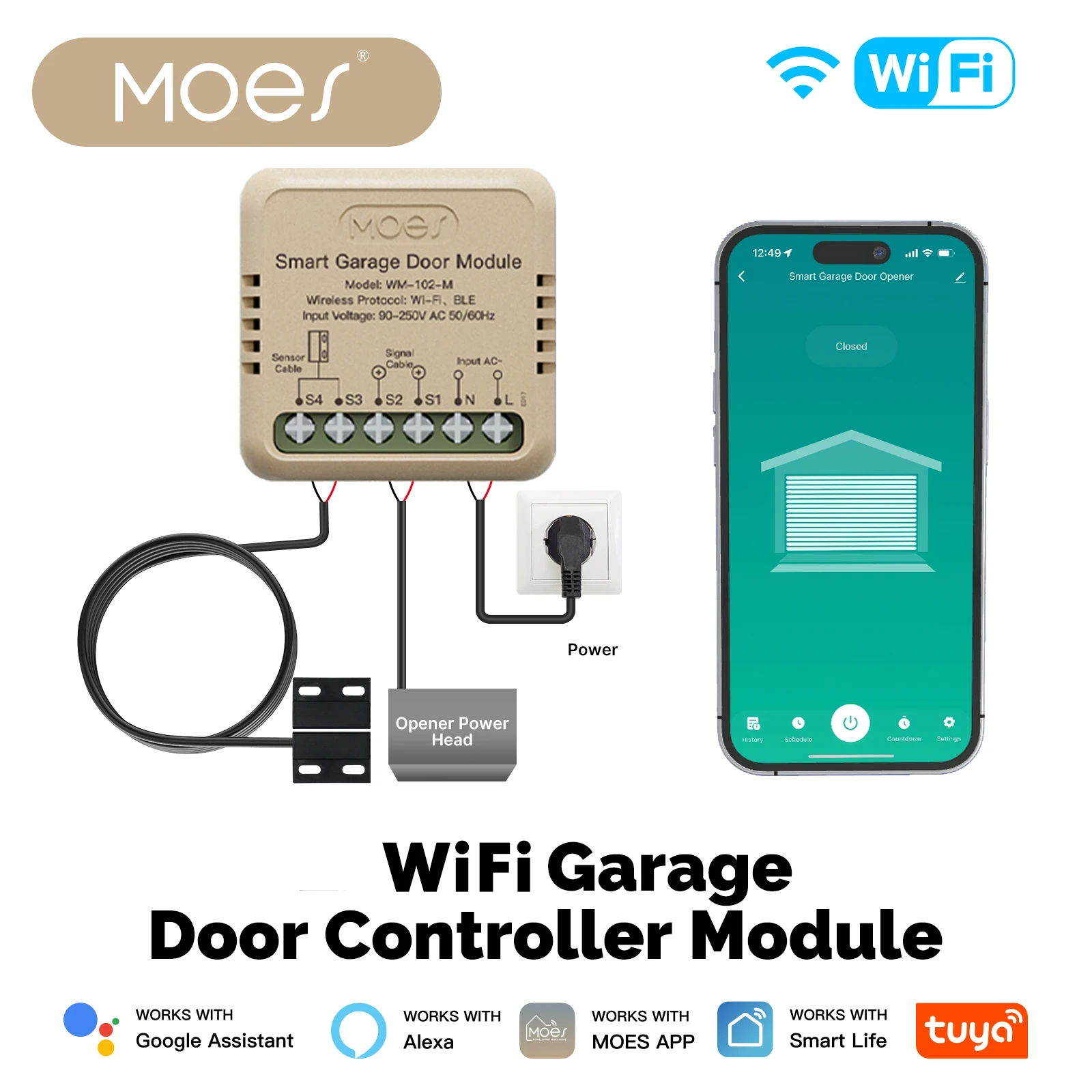 MOES Tuya Wi-Fi контроллер гаражных ворот мини-переключатель модуль открывания дверей голосовое управление умное приложение удаленная работа с Alexa Google Home 
MOES Tuya Wi-Fi контроллер гаражных ворот мини-переключатель модуль открывания дверей голосовое управление умное приложение удаленная работа с Alexa Google Home