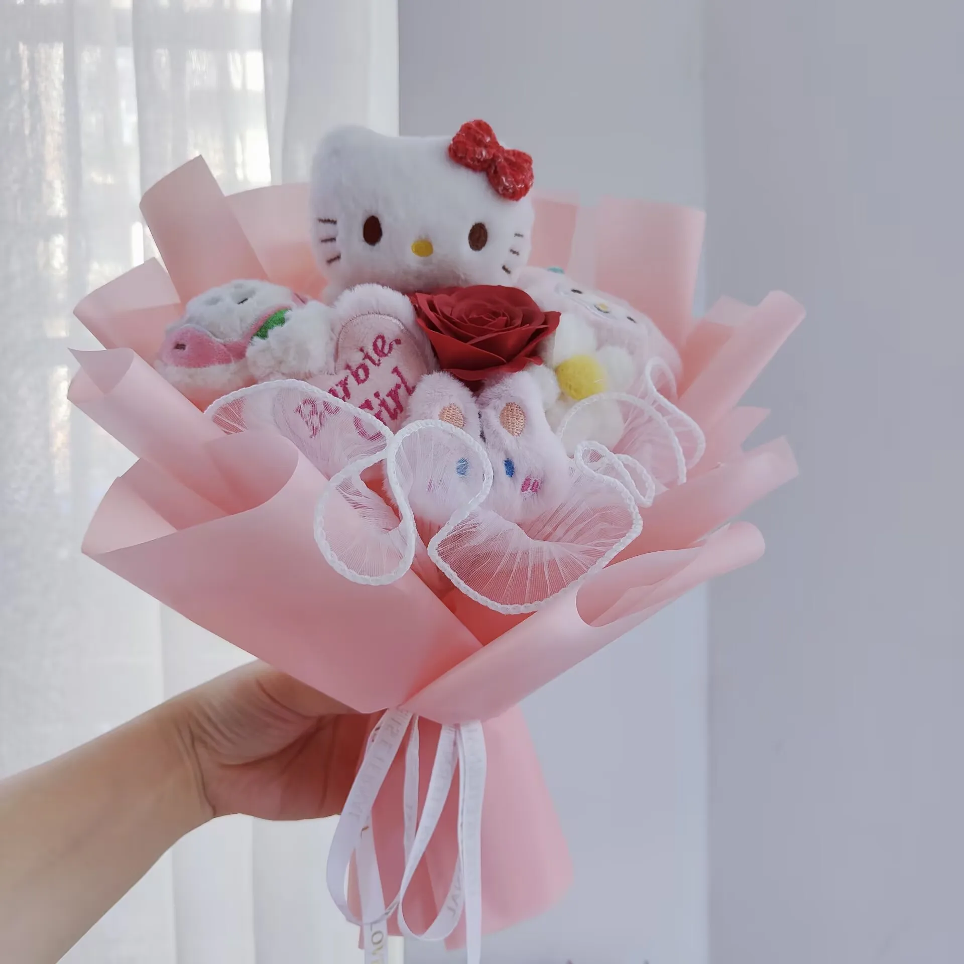 New Cartoon My Melody Kuromi Cinnamoroll Kt Cat Plush Doll Creative Flower Bouquet Valentine Christmas Graduation Birthday Gift
New Cartoon My Melody Kuromi Cinnamoroll Kt Cat Plush Doll Creative Flower Bouquet Valentine Christmas Graduation Birthday Gift