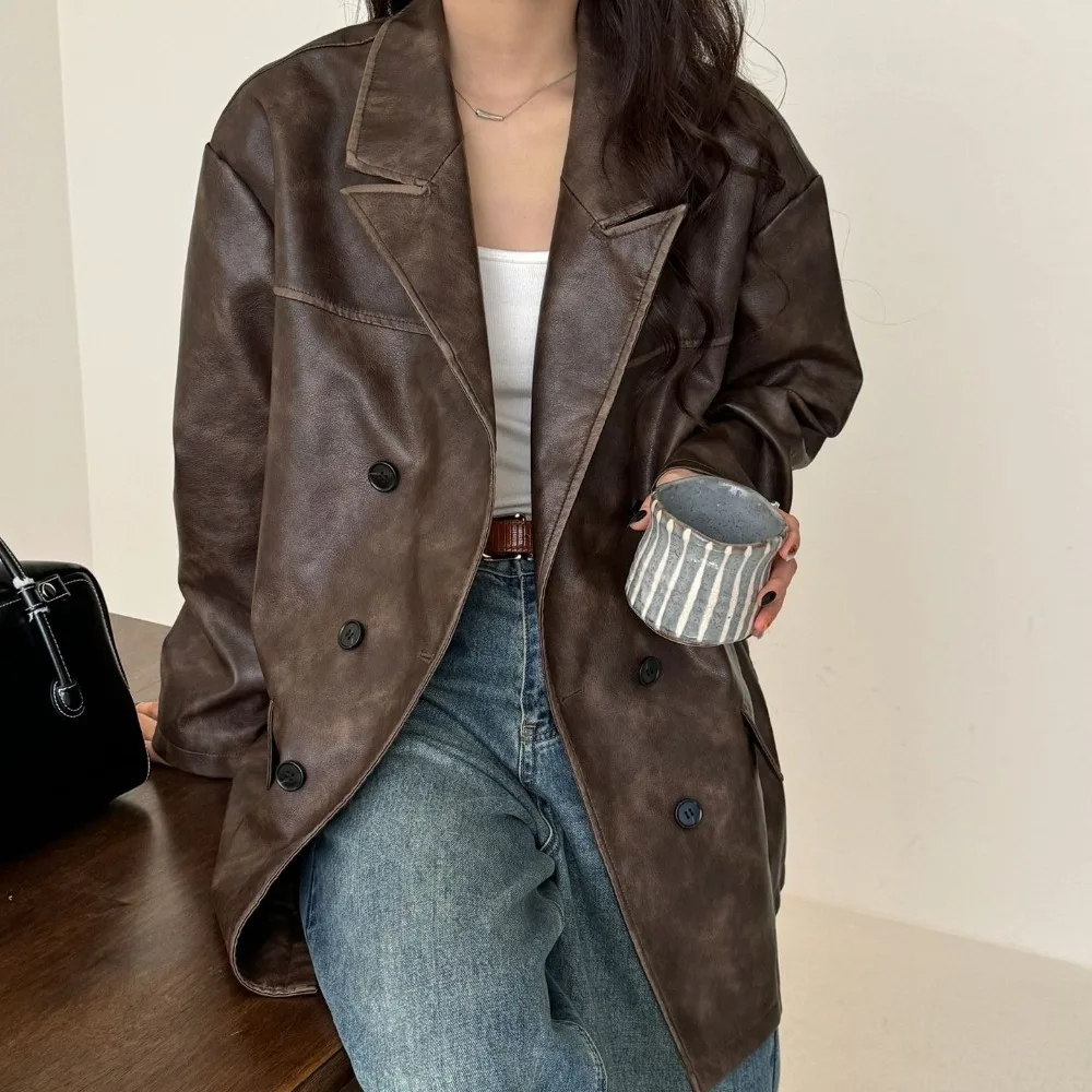 PU Faux Leather Jacket for Women Casual Brown Leather Jacket Leather Neck Jacket Oversize Spring Jacket Korean Review Many Outer
PU Faux Leather Jacket for Women Casual Brown Leather Jacket Leather Neck Jacket Oversize Spring Jacket Korean Review Many Outer