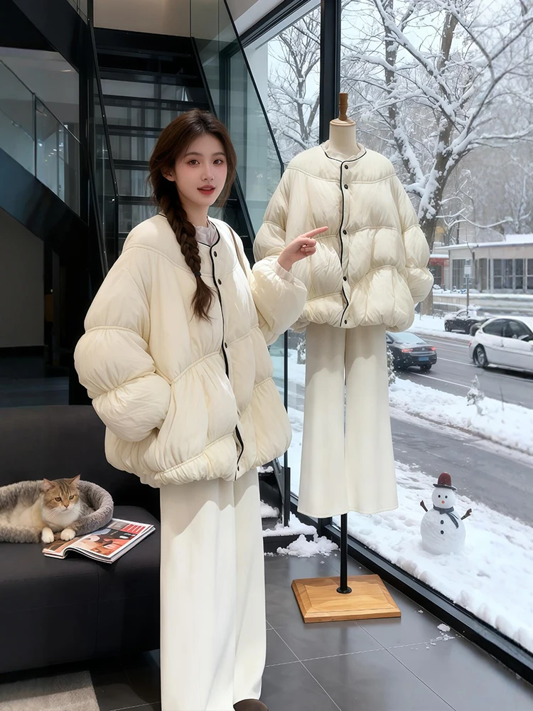 plus Size Winter Fashion Set Thickened Bread Clothes Cotton Jacket Wide Leg Pants Korean Style Warm Casual Wear for Women
plus Size Winter Fashion Set Thickened Bread Clothes Cotton Jacket Wide Leg Pants Korean Style Warm Casual Wear for Women
