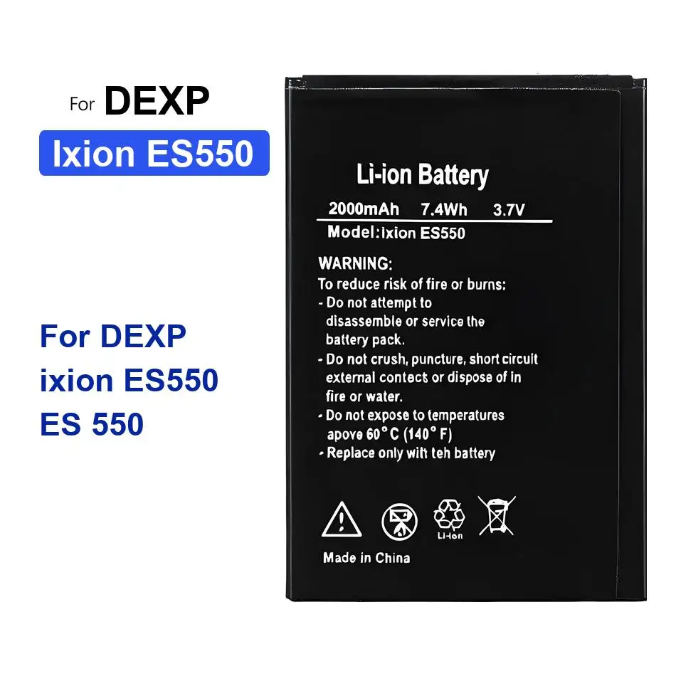 2000mAh Mobile Phone Battery Lightweight For Dexp Ixion ES550 ES 550
2000mAh Mobile Phone Battery Lightweight For Dexp Ixion ES550 ES 550