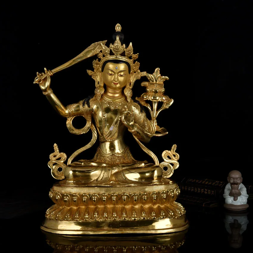 48 19" large Buddha HOME Talisman efficacious # Tibetan Buddhism Bodhisattva Manjusri Gilding statue
48 19" large Buddha HOME Talisman efficacious # Tibetan Buddhism Bodhisattva Manjusri Gilding statue