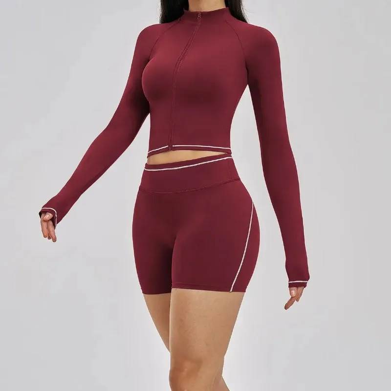 Sportswear 2PCS Set Women's Workout Sets Stand Collar Windproof Zipper Jacket Fitness High Waist Sports Shorts Suits
Sportswear 2PCS Set Women's Workout Sets Stand Collar Windproof Zipper Jacket Fitness High Waist Sports Shorts Suits
