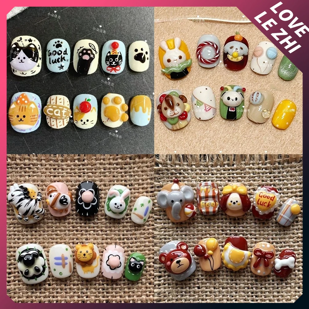 10Pcs 3D Cartoon Short Square Round Full Cover Nails Kawaii Animals Cat Rabbit Elephant Zebra Handmade Detachable Nail Girs Gift
10Pcs 3D Cartoon Short Square Round Full Cover Nails Kawaii Animals Cat Rabbit Elephant Zebra Handmade Detachable Nail Girs Gift
