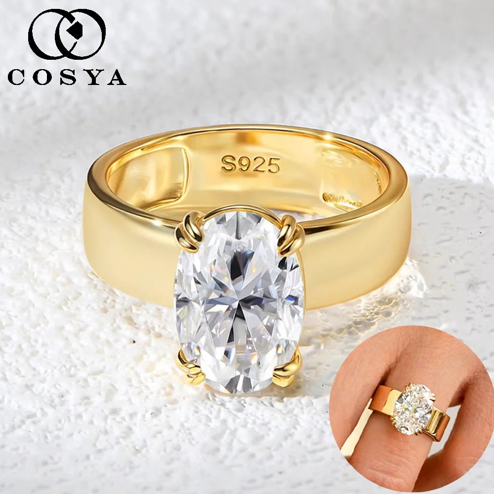 COSYA 4.5CT 8*12mm Oval Cut Moissanite Solitaire Ring For Women 100% S925 Silver Chunky Wide Wedding Band Luxury Fine Jewelry
COSYA 4.5CT 8*12mm Oval Cut Moissanite Solitaire Ring For Women 100% S925 Silver Chunky Wide Wedding Band Luxury Fine Jewelry