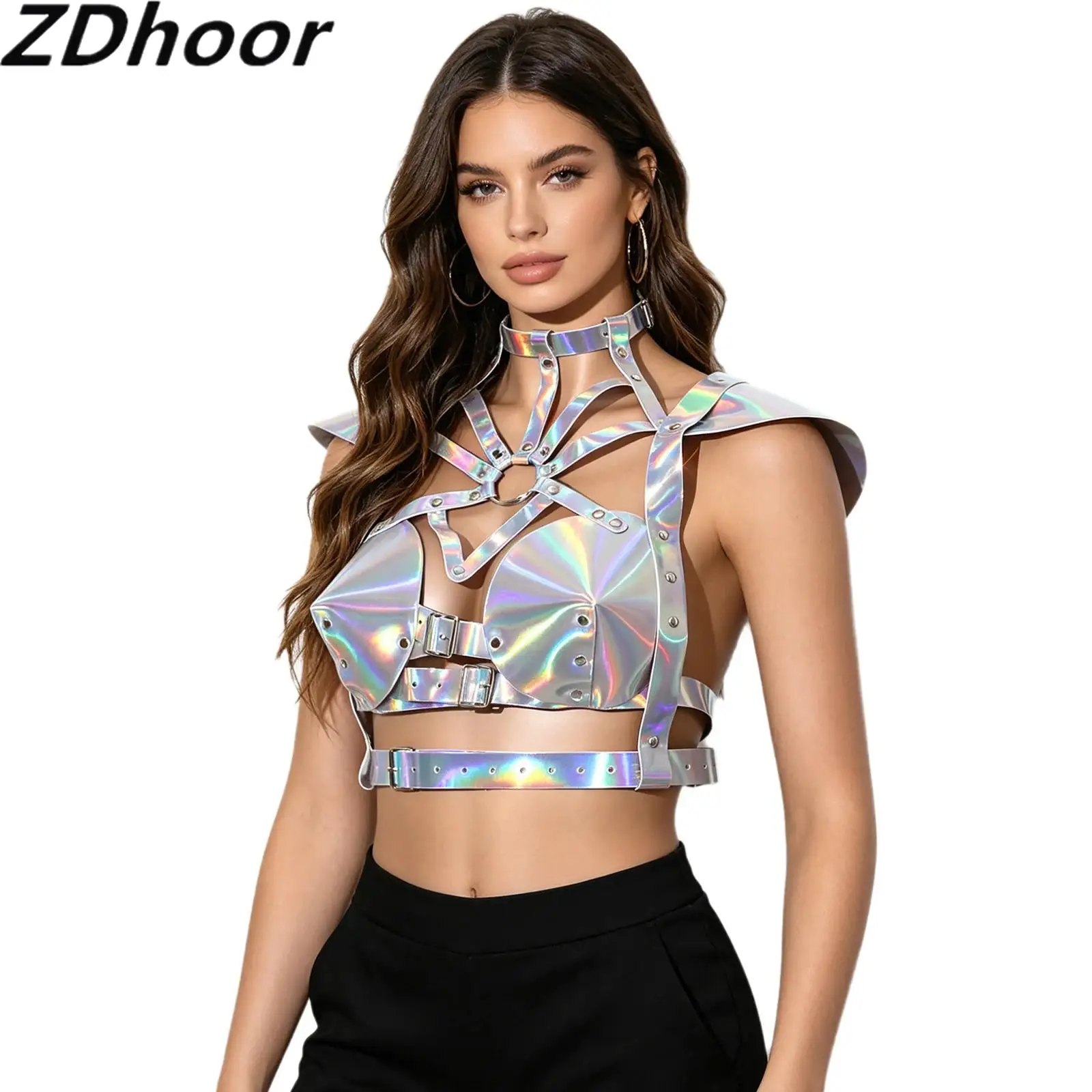 Women Iridescent Metallic Chest Harness Fly Sleeve Hollow Out Adjustable Strap Gothic Body Belt Corset Stage Clubwear
Women Iridescent Metallic Chest Harness Fly Sleeve Hollow Out Adjustable Strap Gothic Body Belt Corset Stage Clubwear