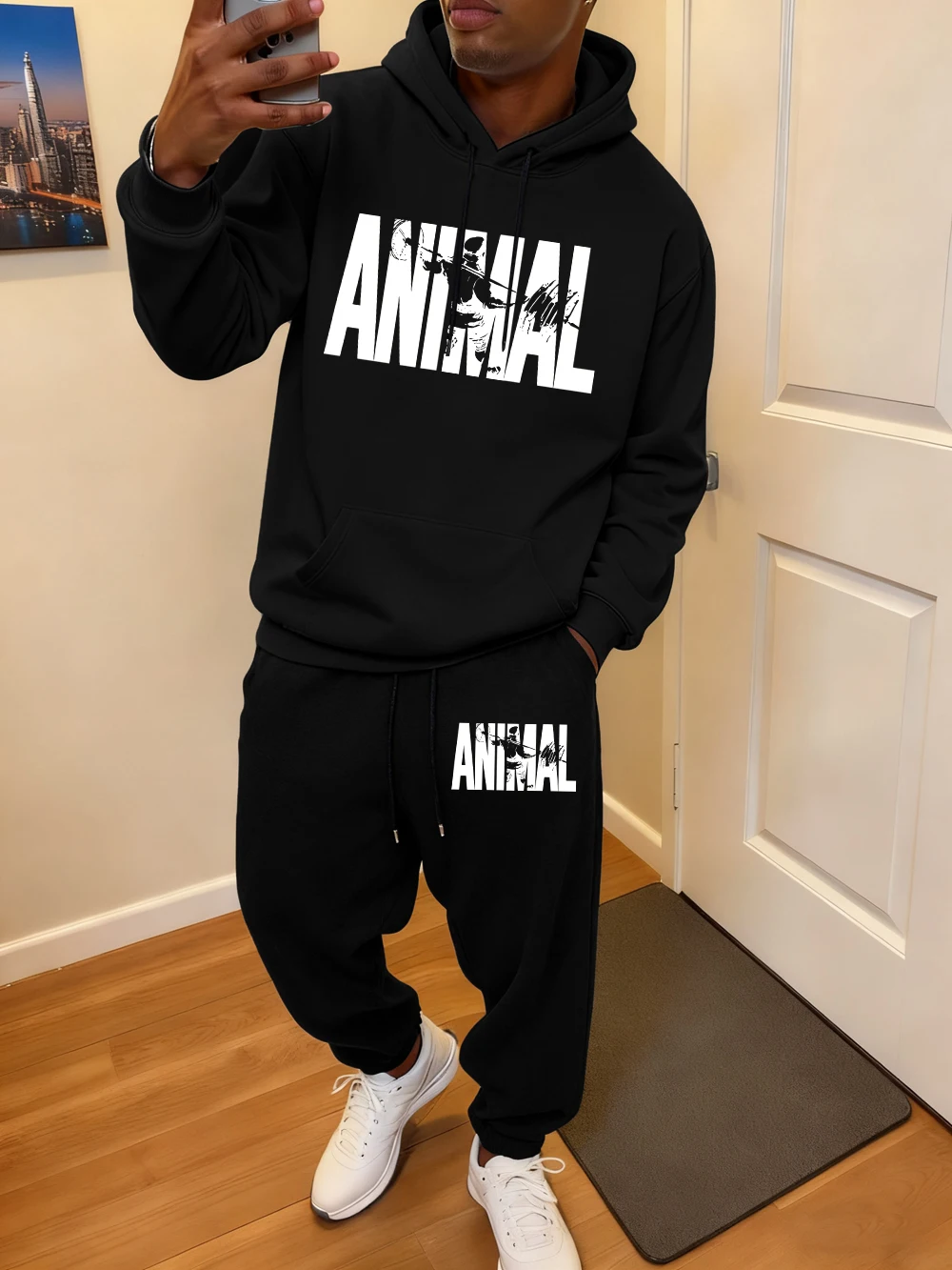 2 Pcs Hoodies Set Mens Animal Letter Prints Sweatpants Winter Loose Fleece Warm Sweatshirts Jogging Pants Sporty Pocket Clothes
2 Pcs Hoodies Set Mens Animal Letter Prints Sweatpants Winter Loose Fleece Warm Sweatshirts Jogging Pants Sporty Pocket Clothes