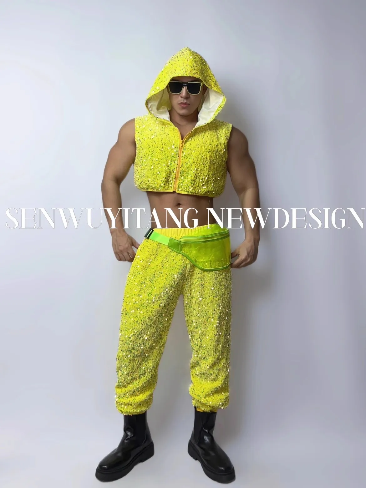 Sleeveless Hooded Retro Fluorescent Sequin Jacket Pants 2PCS Performance Wear Nightclub Bar GOGO Singer Dance Stage Tracksuit
Sleeveless Hooded Retro Fluorescent Sequin Jacket Pants 2PCS Performance Wear Nightclub Bar GOGO Singer Dance Stage Tracksuit