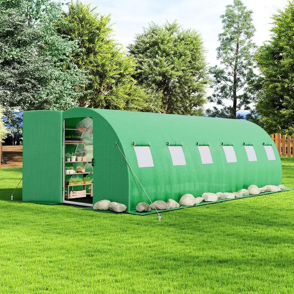 20x10ft Outdoor Greenhouse Kit with Sprinkler System, Waterproof PE Cover & Reinforced Steel Frame
20x10ft Outdoor Greenhouse Kit with Sprinkler System, Waterproof PE Cover & Reinforced Steel Frame