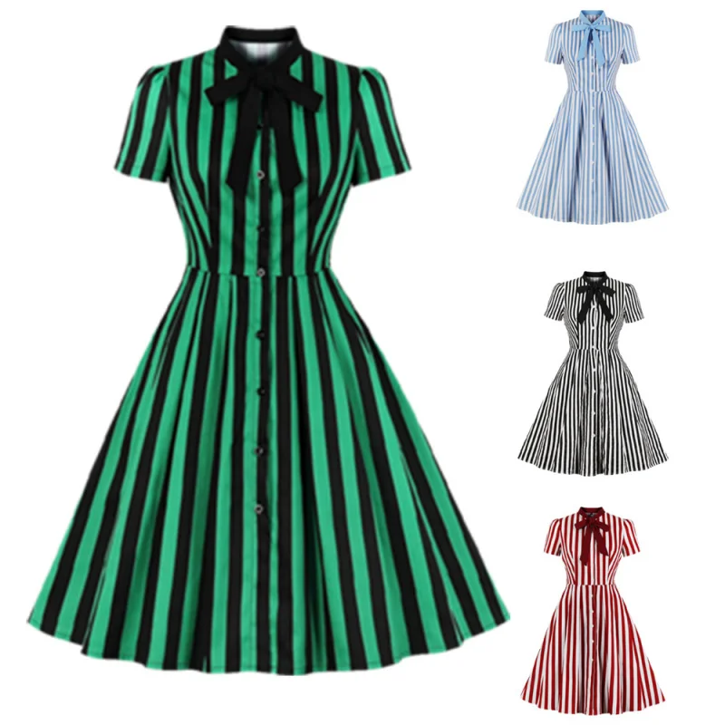 New Short Sleeve Hot-Sale Women's Clothing European and American2025AliexpresswishRetro Black Striped Dress1830
New Short Sleeve Hot-Sale Women's Clothing European and American2025AliexpresswishRetro Black Striped Dress1830