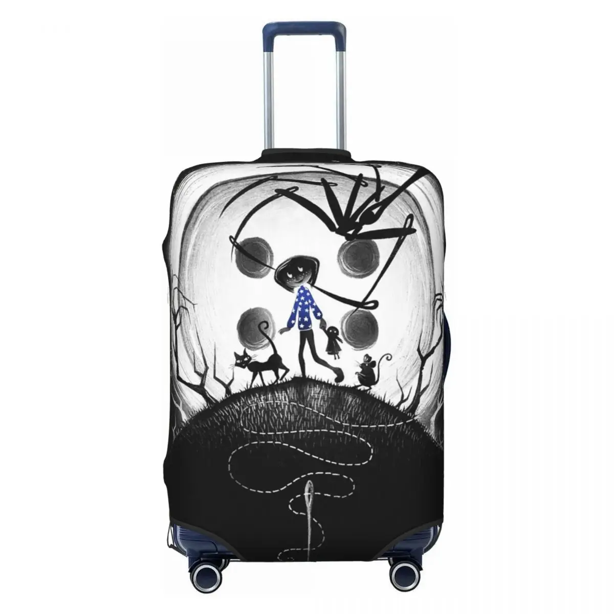 Cute Horror Movie Coraline Luggage Cover Protector Elastic Halloween Travel Suitcase Covers 
Cute Horror Movie Coraline Luggage Cover Protector Elastic Halloween Travel Suitcase Covers