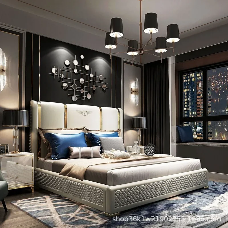 Light luxury bed Italian double leather luxury villa beige bed designer good-looking
Light luxury bed Italian double leather luxury villa beige bed designer good-looking