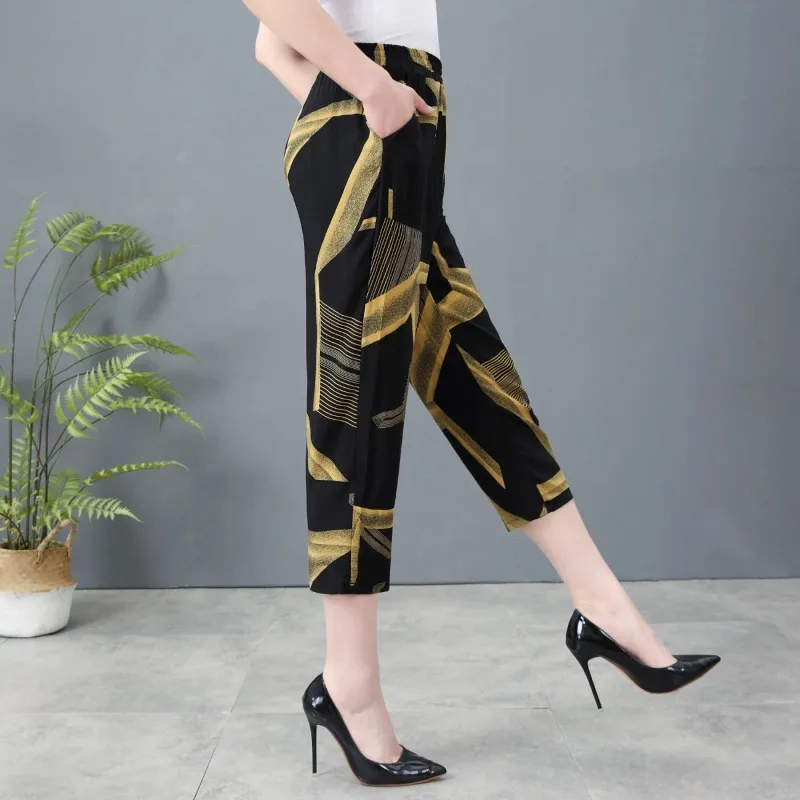 Women Geometric Print Elastic High Waist Harem Cropped Pants Summer Soft Linen Blend Breathable Casual Trousers
Women Geometric Print Elastic High Waist Harem Cropped Pants Summer Soft Linen Blend Breathable Casual Trousers