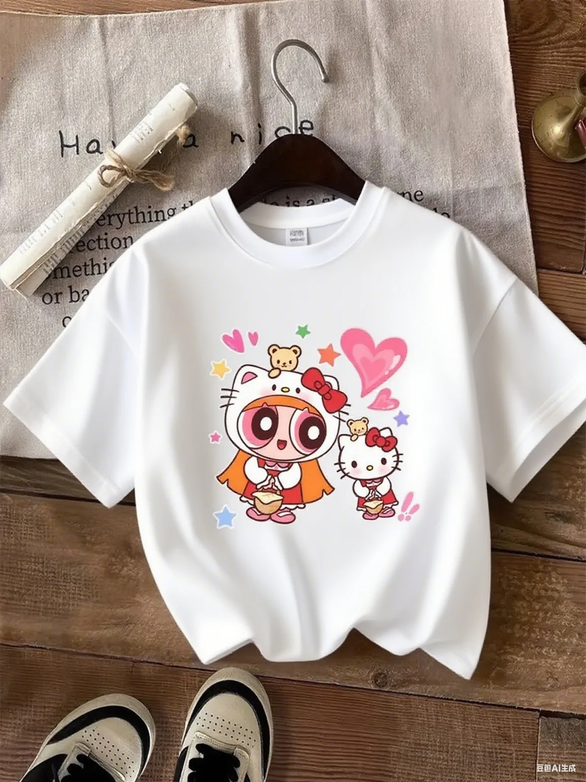 Cotton T Shirt with Hello Kitty Powerpuff Girls Graphic Adorable Kitty and Powerpuff Crossover Pattern Sweet Design Pure Cotton
Cotton T Shirt with Hello Kitty Powerpuff Girls Graphic Adorable Kitty and Powerpuff Crossover Pattern Sweet Design Pure Cotton