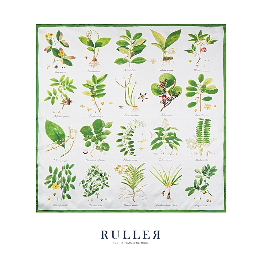 Ruller Original Design Silk Square Scarf White Green Plant Pattern Small Size for Men And Women Suitable for All Seasons
Ruller Original Design Silk Square Scarf White Green Plant Pattern Small Size for Men And Women Suitable for All Seasons