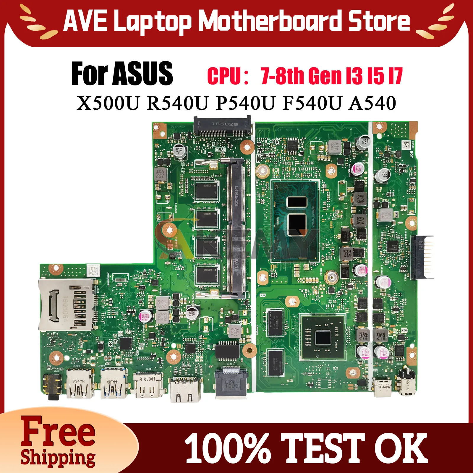 X540UP Laptop Motherboard For ASUS F540U X540U P540U K540U X540UPR A540U R540U X540UP X500U Mainboard With I3 I5 I7 CPU tests OK
X540UP Laptop Motherboard For ASUS F540U X540U P540U K540U X540UPR A540U R540U X540UP X500U Mainboard With I3 I5 I7 CPU tests OK