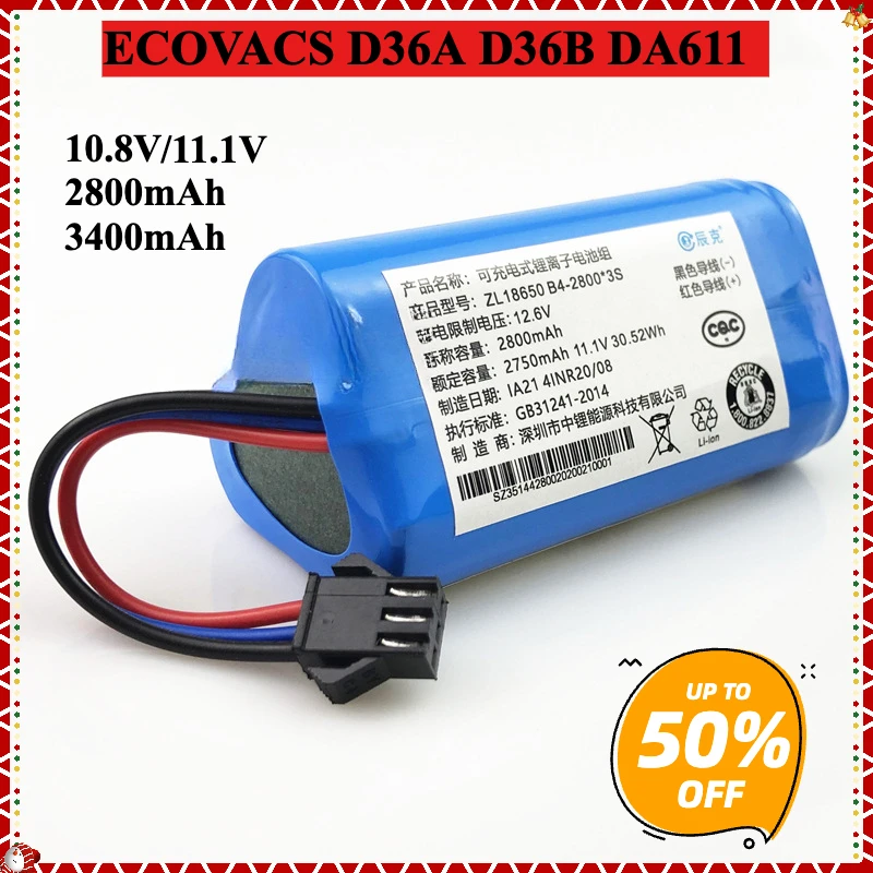 2600mAh 3400mAh Battery For ECOVACS D36A D36B DA611 DB35 DA60 Sweeping Robot Lithium ion Rechargeable Battery
2600mAh 3400mAh Battery For ECOVACS D36A D36B DA611 DB35 DA60 Sweeping Robot Lithium ion Rechargeable Battery