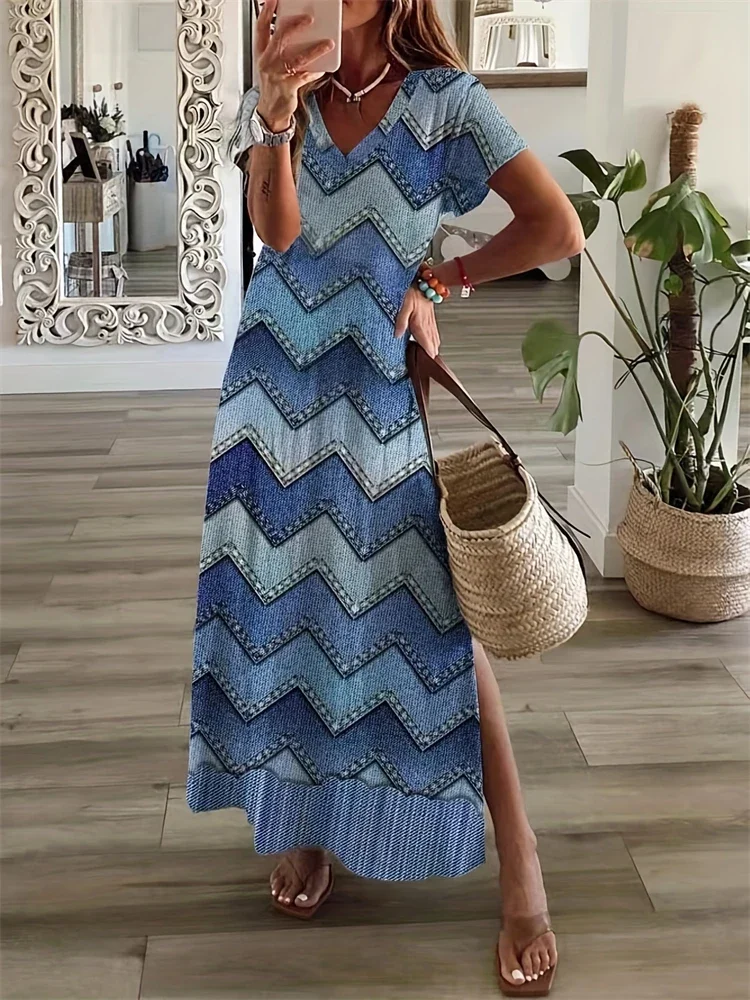 Summer New Fashion V-neck Retro Quilted Print Dress Women's Casual Simple Beach Slit Long Dress Home Loose Robe S-2xl
Summer New Fashion V-neck Retro Quilted Print Dress Women's Casual Simple Beach Slit Long Dress Home Loose Robe S-2xl