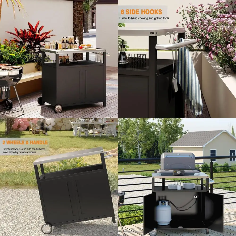 Portable Stainless Steel Outdoor Grill Cart with Storage, Rolling Kitchen Island for BBQ, Pizza Oven, and Garden Use
Portable Stainless Steel Outdoor Grill Cart with Storage, Rolling Kitchen Island for BBQ, Pizza Oven, and Garden Use