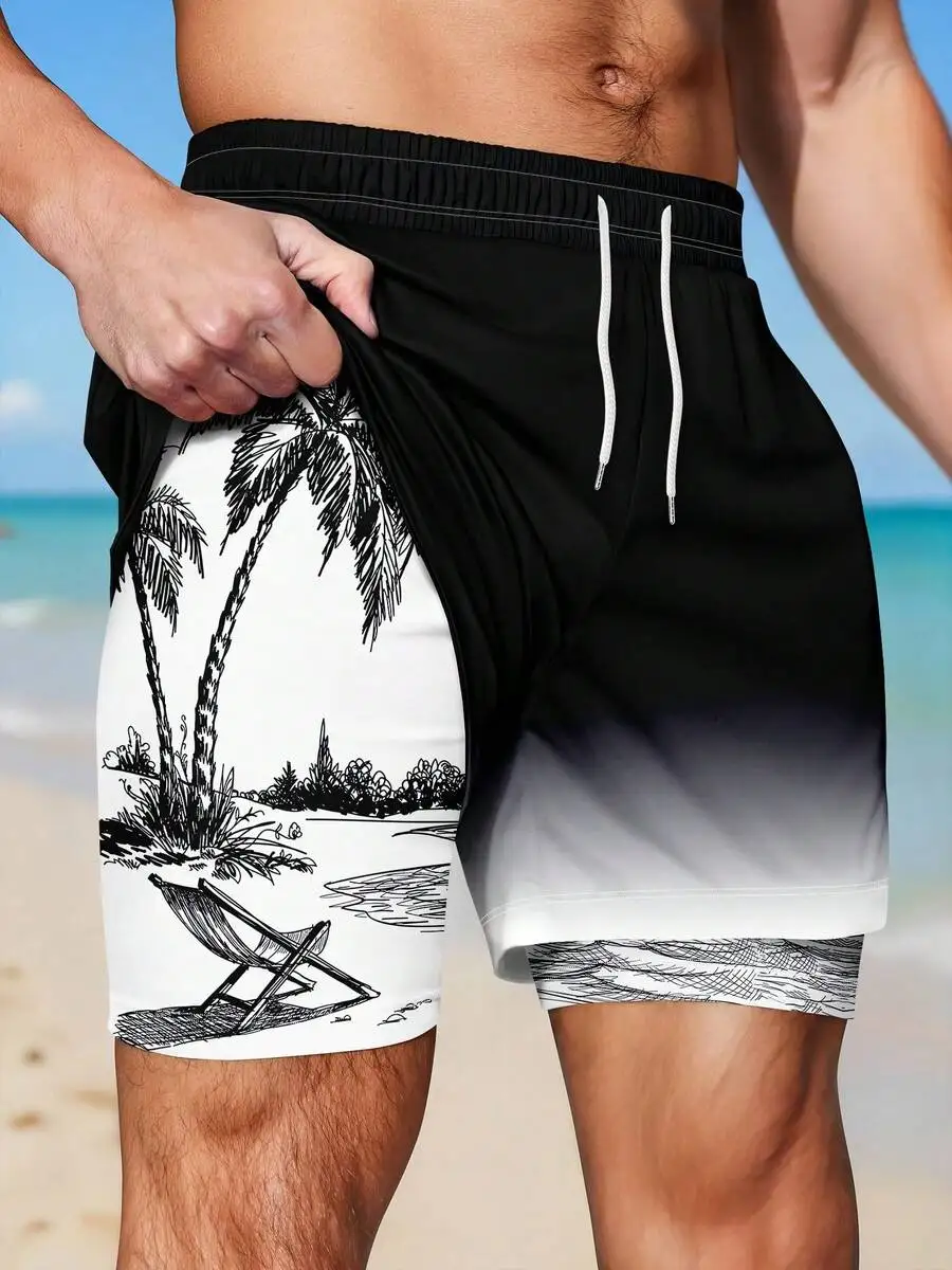 Plus Size Men's Beach Vacation Inner Pattern Printed Double-Layer Shorts
Plus Size Men's Beach Vacation Inner Pattern Printed Double-Layer Shorts