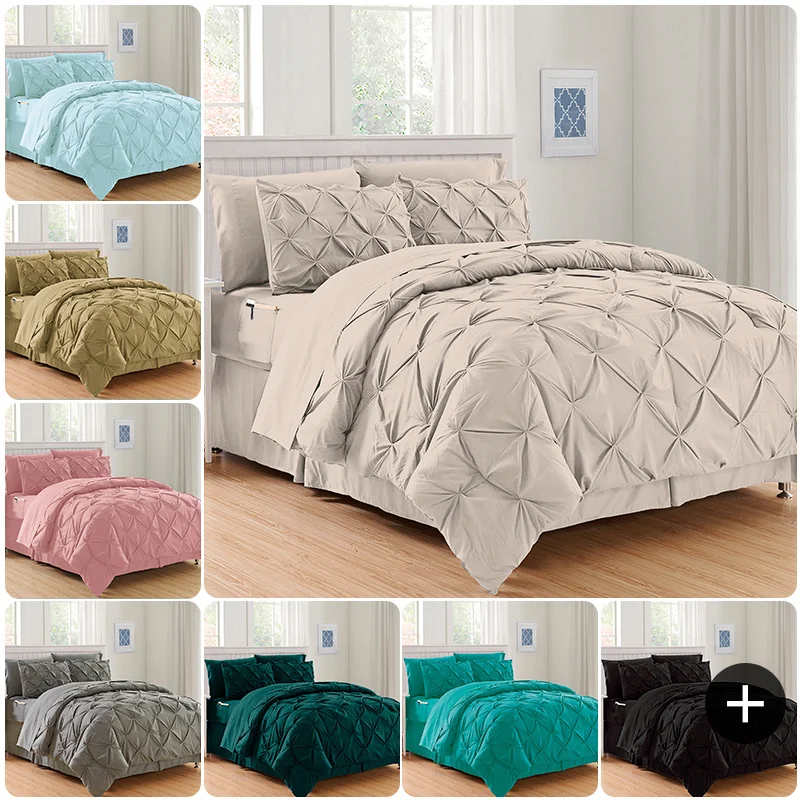 Elegant Comfort Luxurious 8pcs Pinch Pleated Pintuck Comforter Set Includes 4pc Sheet Set with Double Sided Storage Pockets Soft Breathable, Easy Care Quilt Comforter Sets, Full/Queen King/California King and Twin/Twin XL Size Bed With Stylish Decor And
Elegant Comfort Luxurious 8pcs Pinch Pleated Pintuck Comforter Set Includes 4pc Sheet Set with Double Sided Storage Pockets Soft Breathable, Easy Care Quilt Comforter Sets, Full/Queen King/California King and Twin/Twin XL Size Bed With Stylish Decor And