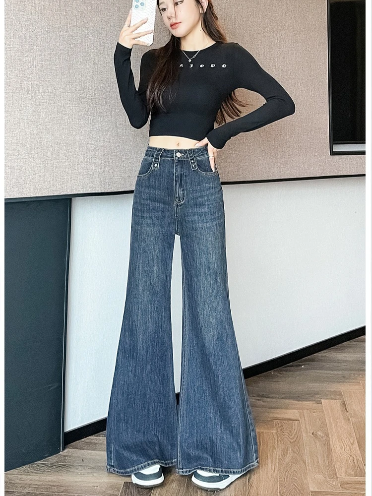 Расклешенные джинсы в американском стиле в стиле ретро, женские осенние и зимние облегающие брюки с высокой талией, модные широкие легкие расклешенные брюки
Расклешенные джинсы в американском стиле в стиле ретро, женские осенние и зимние облегающие брюки с высокой талией, модные широкие легкие расклешенные брюки