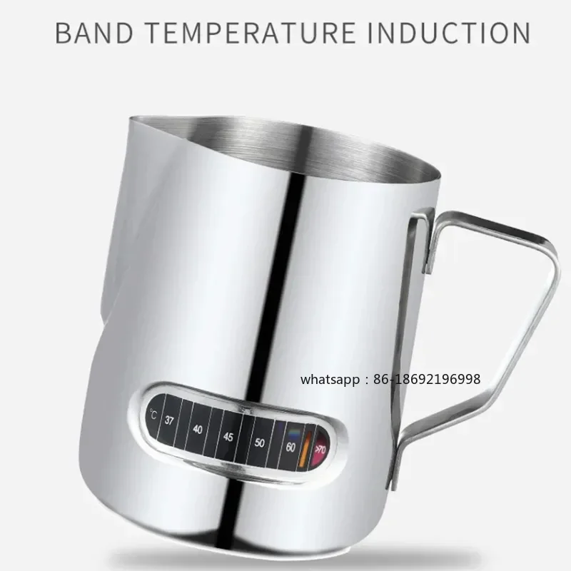 350mL Stainless Steel Milk Frothing Pitcher Temperature Display Milk Frother Pitcher Jug Cup for Latte Art Barista Kitchen
350mL Stainless Steel Milk Frothing Pitcher Temperature Display Milk Frother Pitcher Jug Cup for Latte Art Barista Kitchen