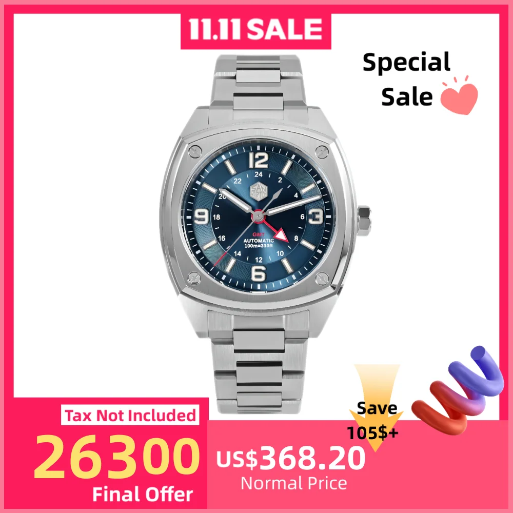 San Martin 39.5mm Original 6460 Square GMT Watch For Men Mechanical Wristwatch Automatic Watches Sports Waterproof 10Bar SN0026C
San Martin 39.5mm Original 6460 Square GMT Watch For Men Mechanical Wristwatch Automatic Watches Sports Waterproof 10Bar SN0026C