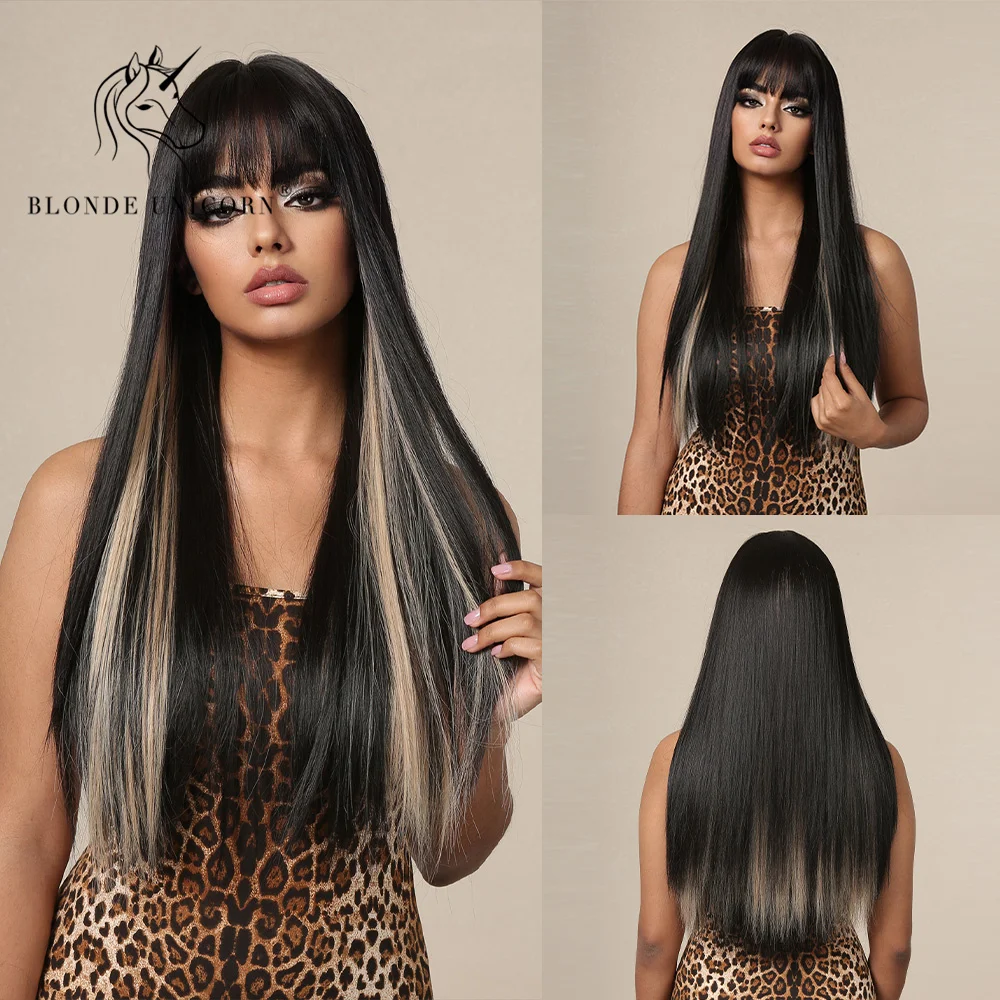Blonde Unicorn Synthetic Long Straight Balayage Black Blonde with Bangs Cosplay Party Daily Wigs for Women Heat Resistant Fiber
Blonde Unicorn Synthetic Long Straight Balayage Black Blonde with Bangs Cosplay Party Daily Wigs for Women Heat Resistant Fiber